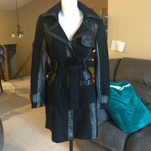 ‼️SOLD‼️Faux leather/wool trench used